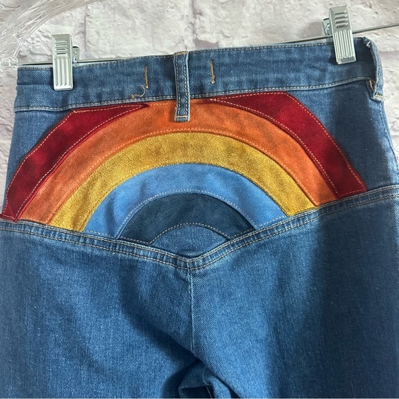 WeThe FreeSomewhere OverTheRainbowflare jeans blue wash with a rainbow accent - Picture 7 of 14